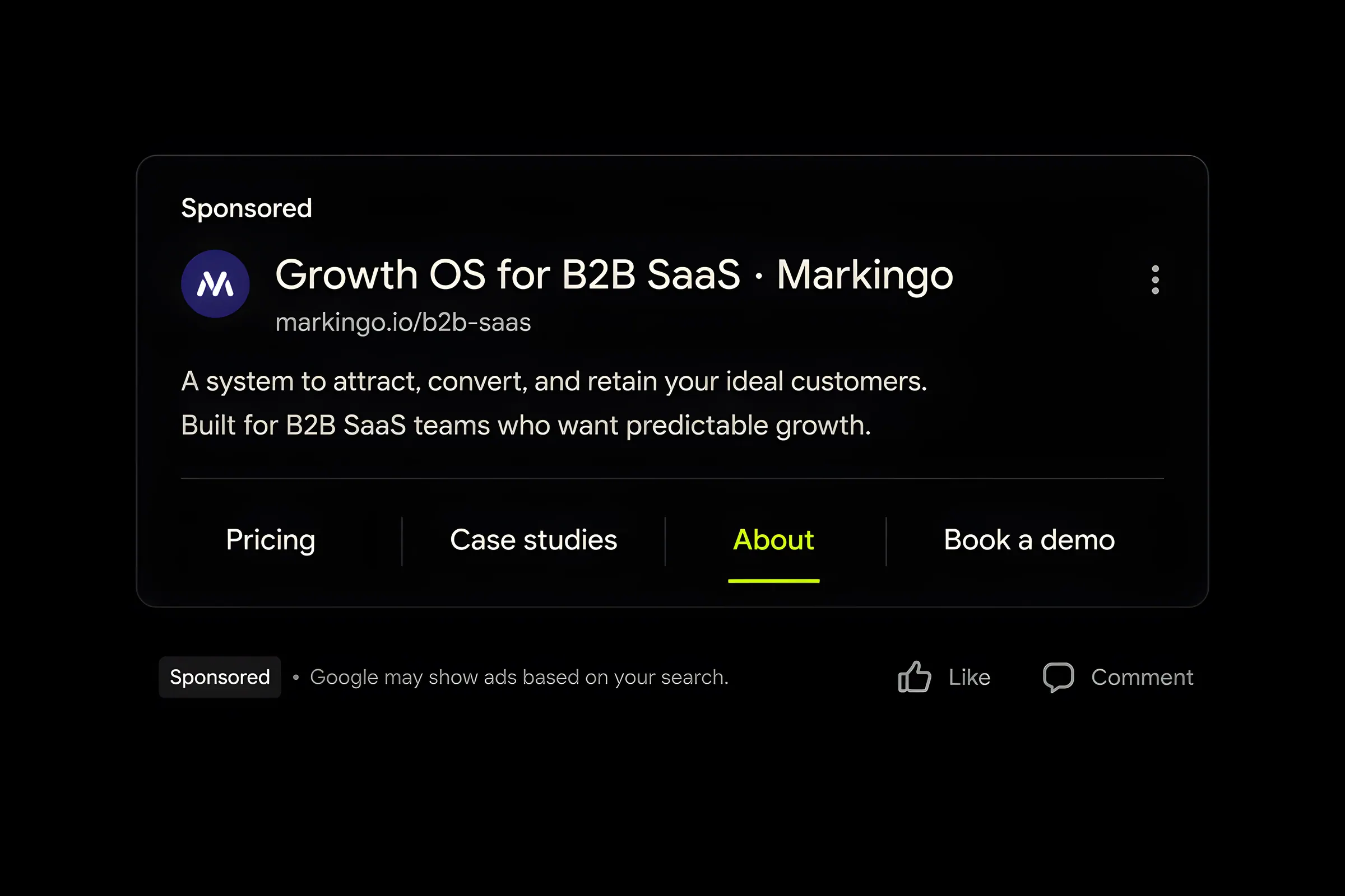 Google · Search ad + sitelinks