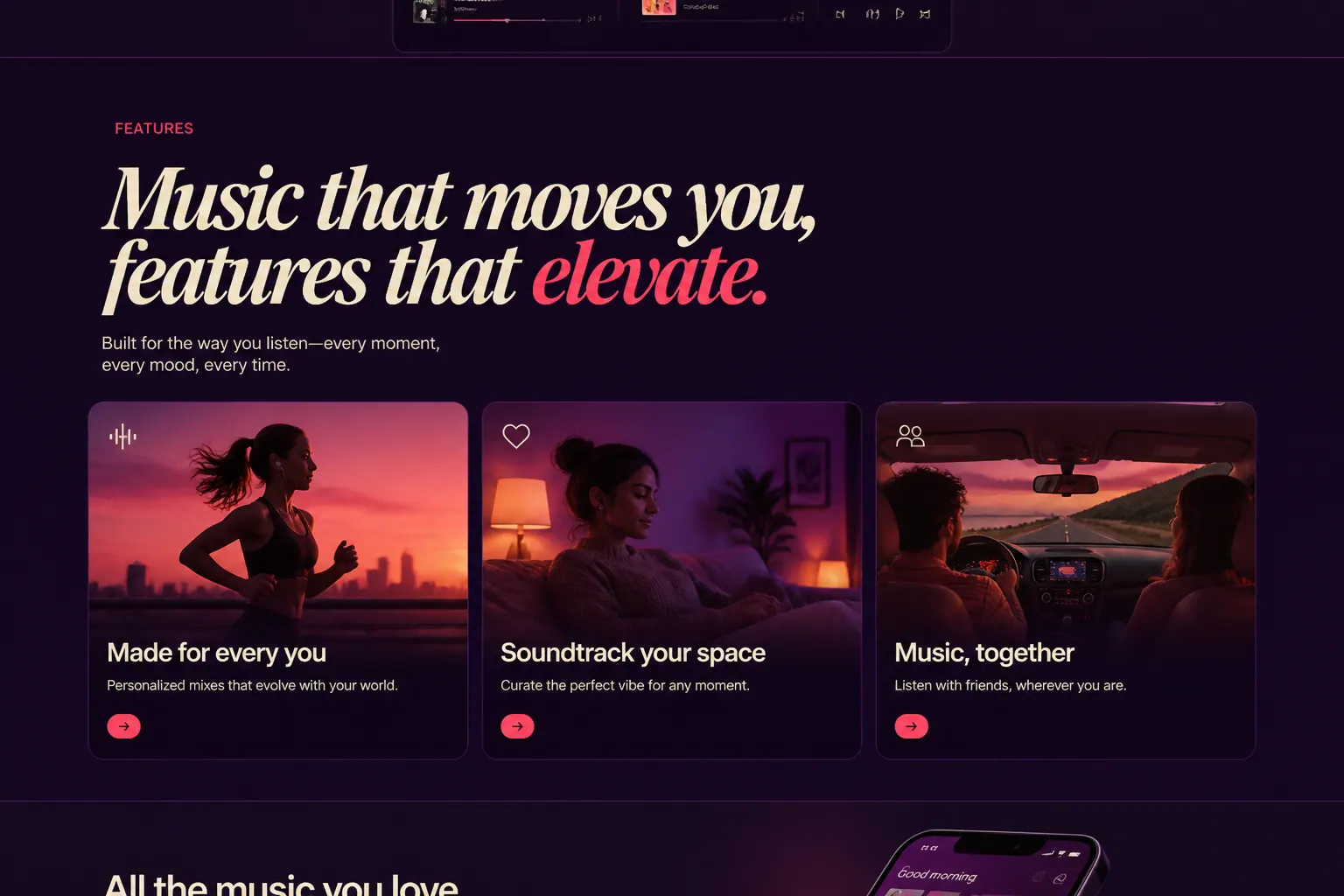 Music features, Music that moves you.