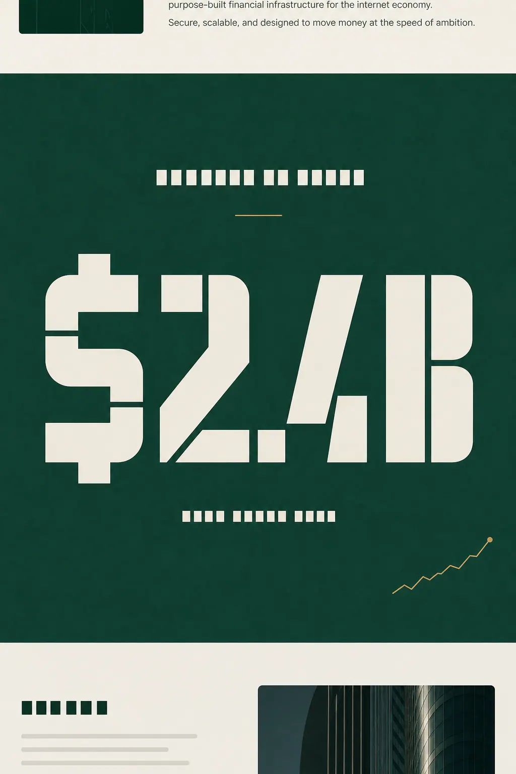 Fintech metrics, $2.4B big-number editorial.