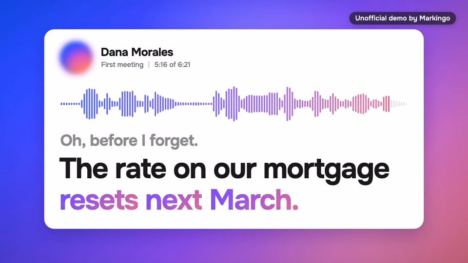 The real meeting card: a family's own line, the rate on their mortgage resets next March.