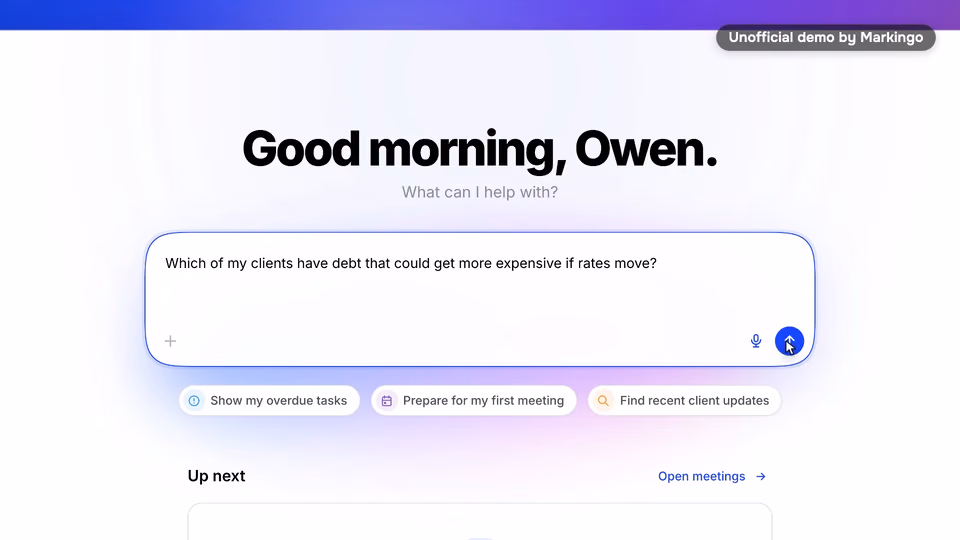 The real composer under 'Good morning, Owen.', ready for a question.