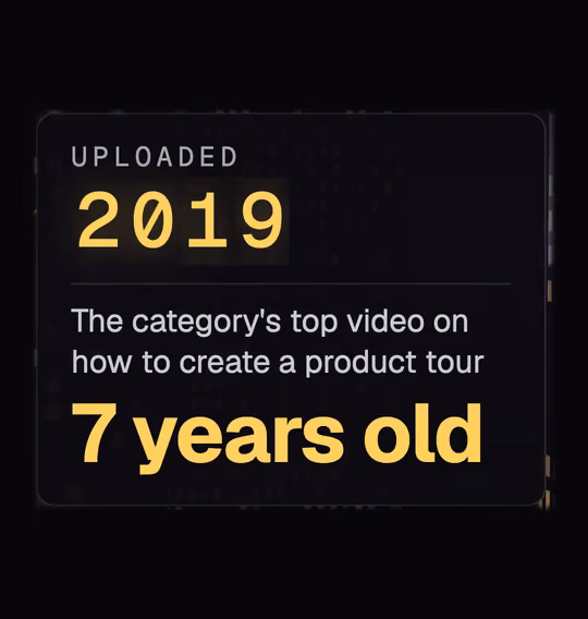 Step 01 of our process: the category's top video on how to create a product tour was uploaded in 2019, 7 years ago