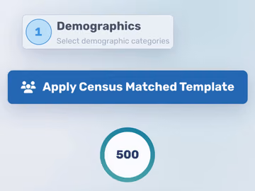 The demographics step and its one button, over the ring of 500