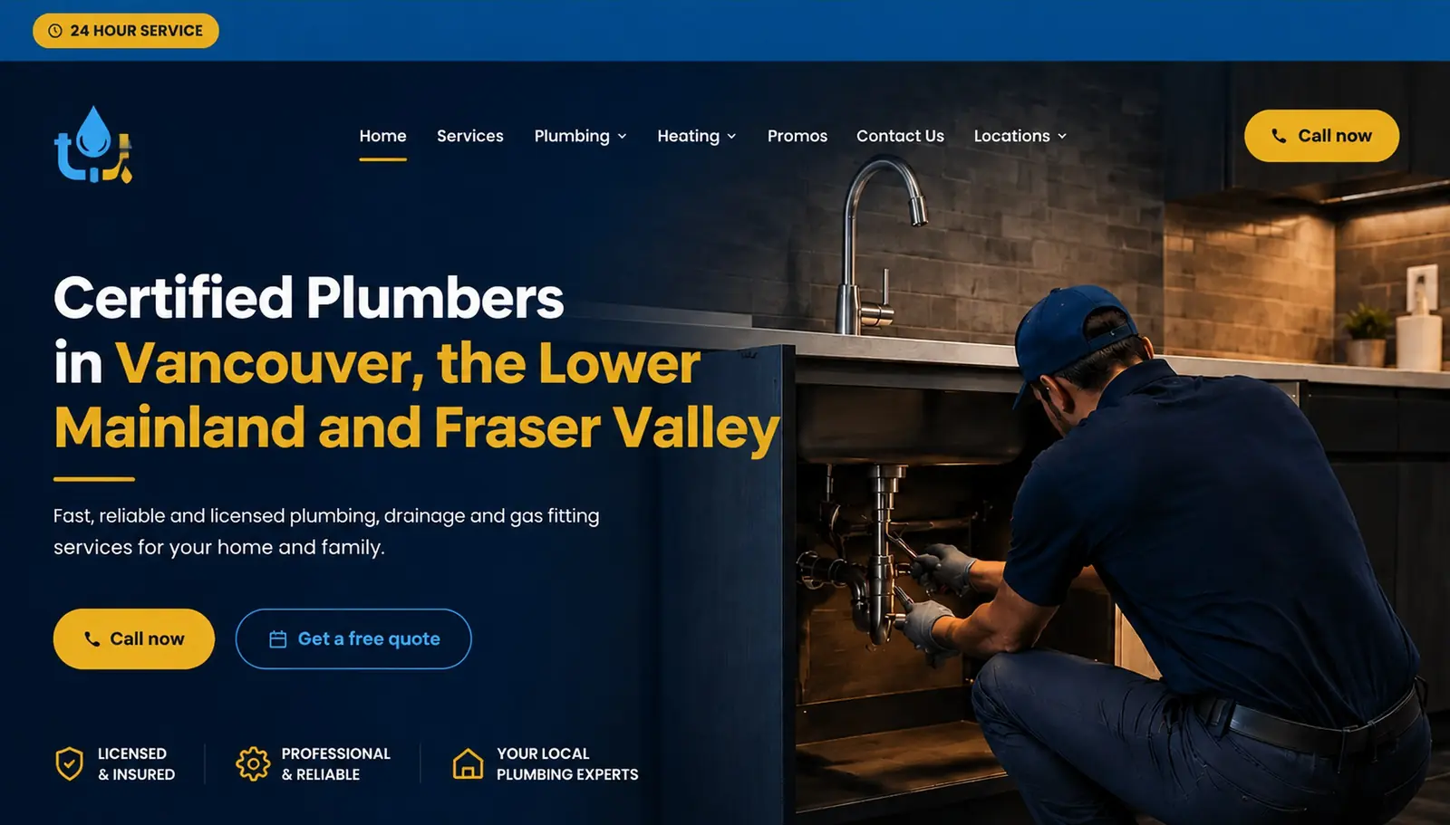 A live page built for A plumbing company