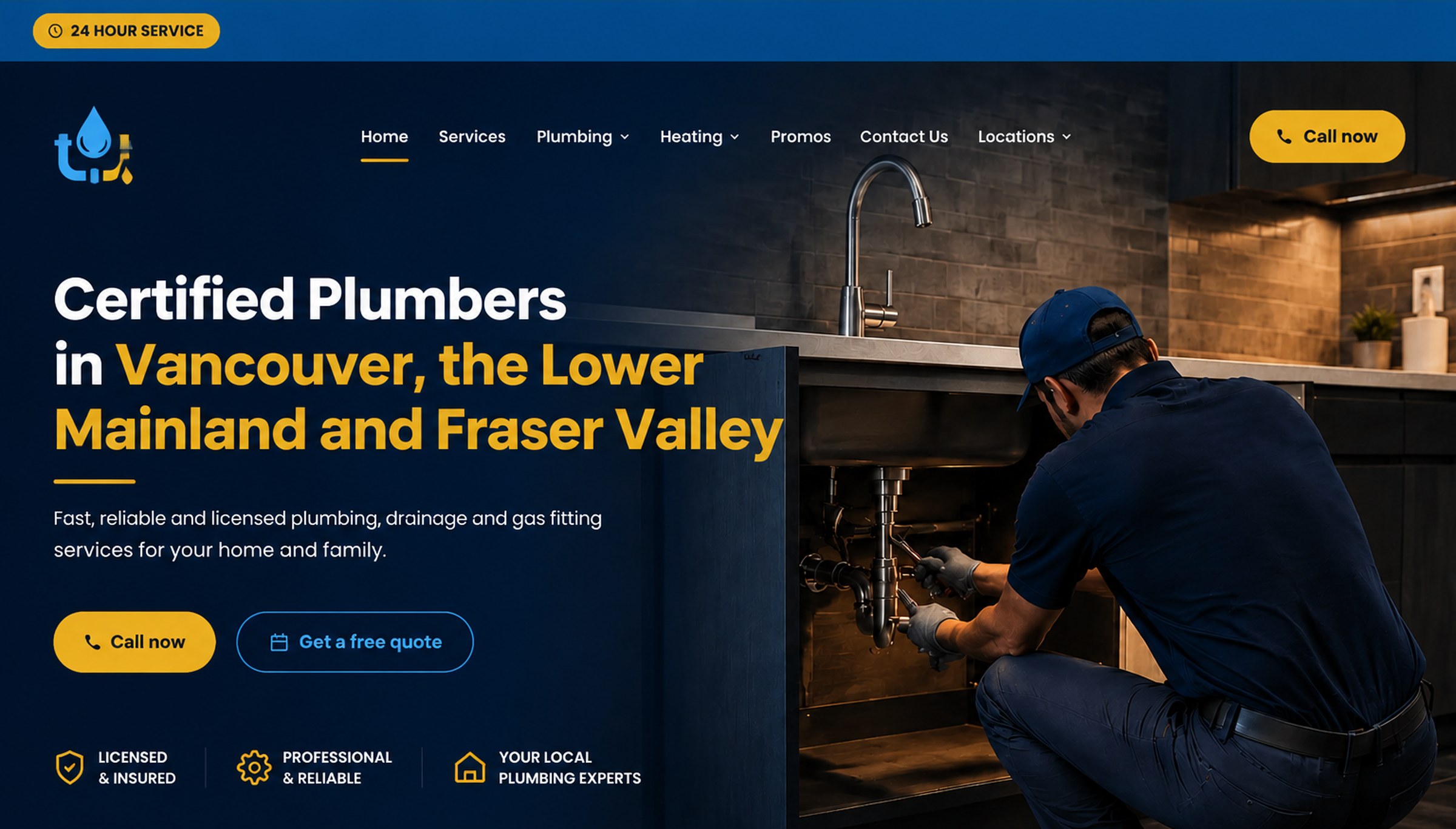 A live page built for A plumbing company