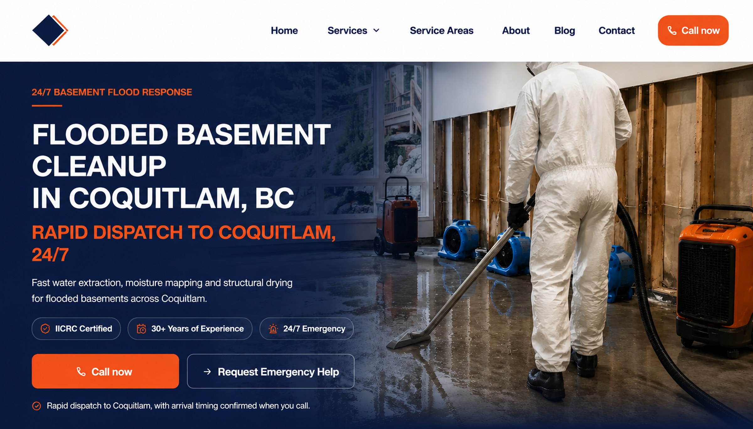 A live page built for A restoration contractor